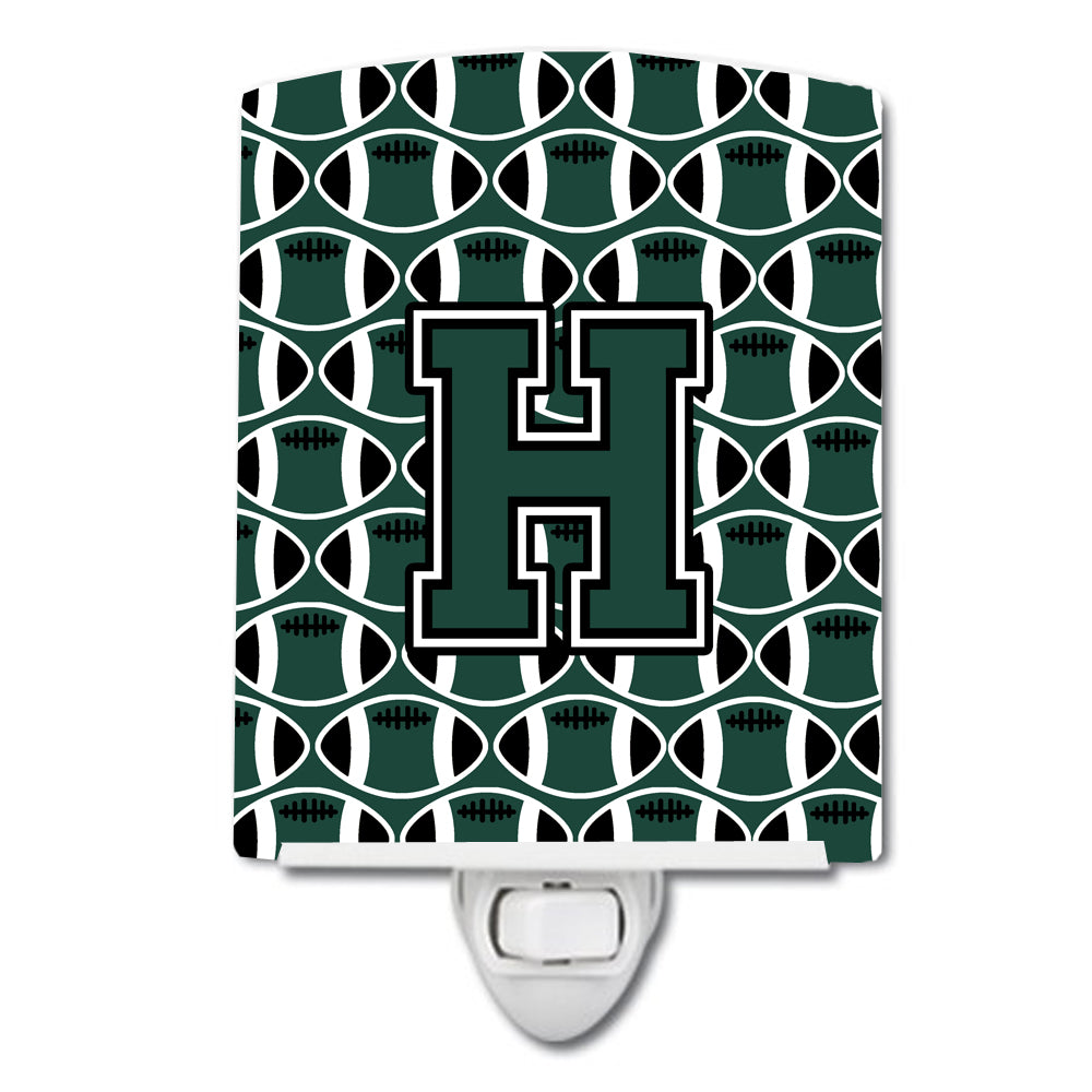 Letter H Football Green and White Ceramic Night Light CJ1071-HCNL - the-store.com