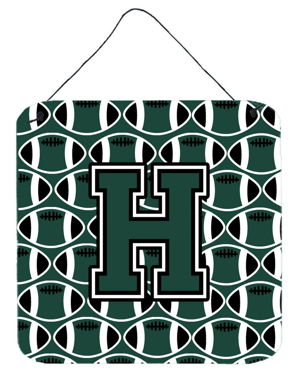 Letter H Football Green and White Wall or Door Hanging Prints CJ1071-HDS66 by Caroline's Treasures