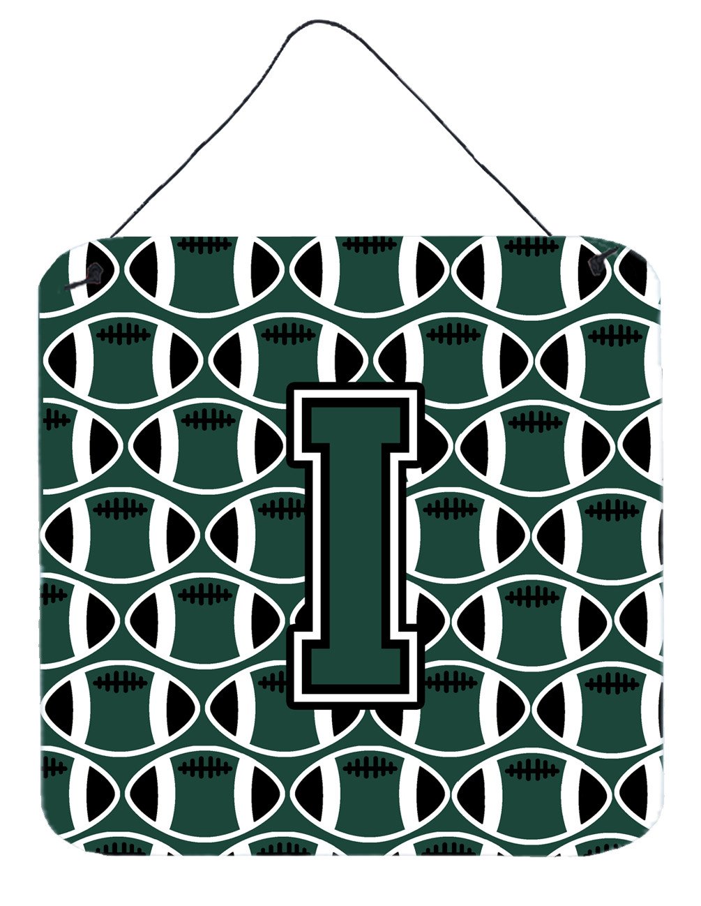 Letter I Football Green and White Wall or Door Hanging Prints CJ1071-IDS66 by Caroline's Treasures