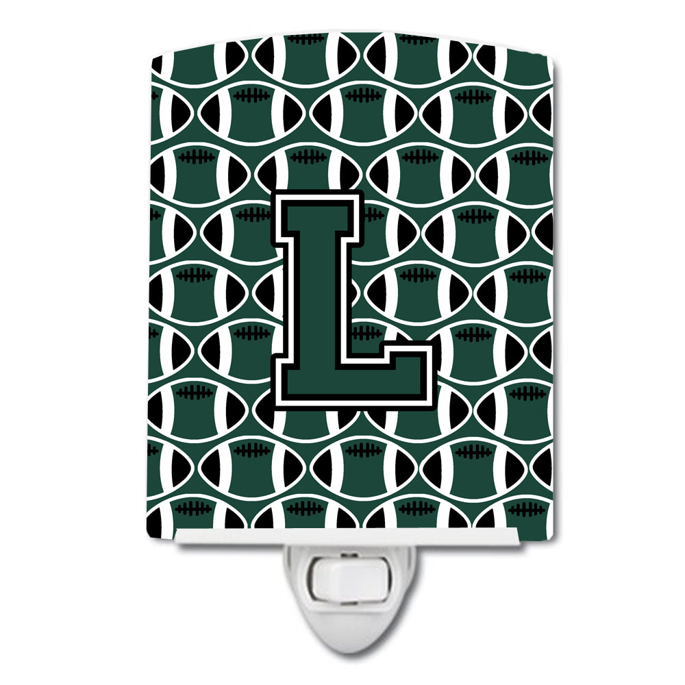 Letter L Football Green and White Ceramic Night Light CJ1071-LCNL - the-store.com