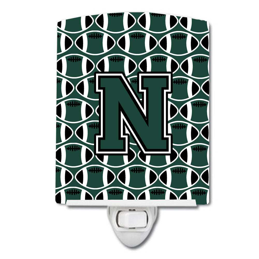 Letter N Football Green and White Ceramic Night Light CJ1071-NCNL - the-store.com