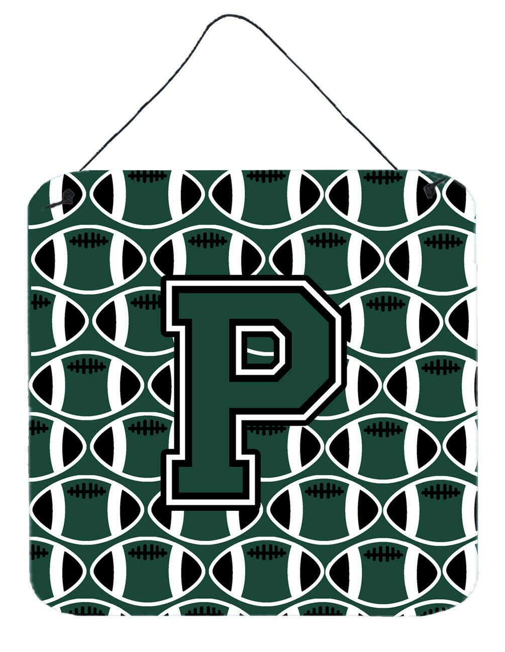 Letter P Football Green and White Wall or Door Hanging Prints CJ1071-PDS66 by Caroline's Treasures