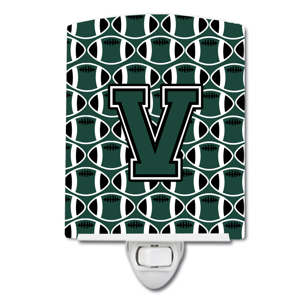 Letter V Football Green and White Ceramic Night Light CJ1071-VCNL - the-store.com