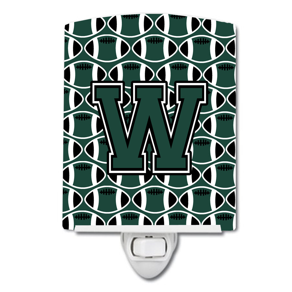 Letter W Football Green and White Ceramic Night Light CJ1071-WCNL - the-store.com