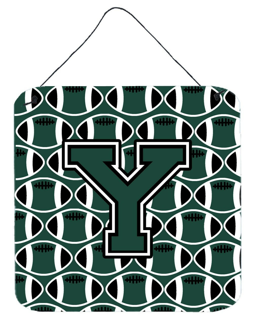 Letter Y Football Green and White Wall or Door Hanging Prints CJ1071-YDS66 by Caroline&#39;s Treasures