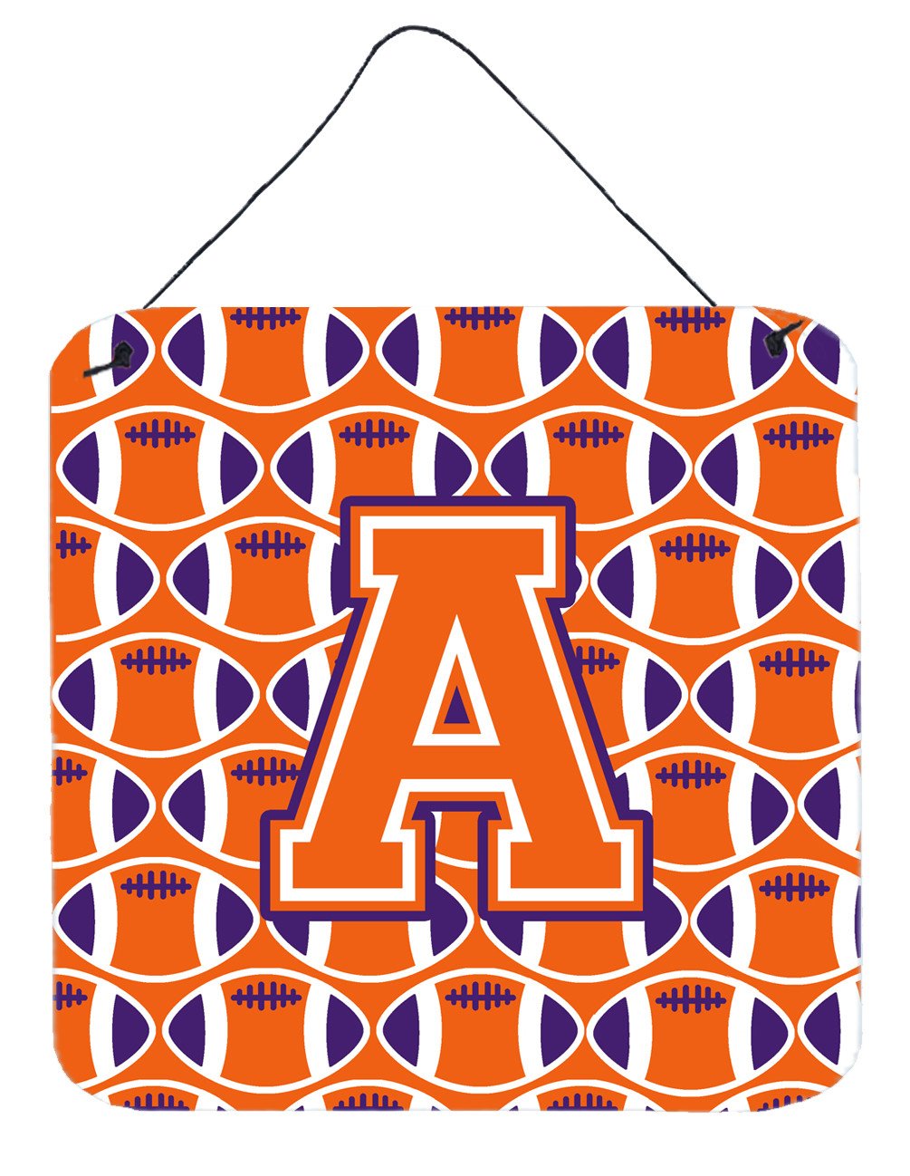 Letter A Football Orange, White and Regalia Wall or Door Hanging Prints CJ1072-ADS66 by Caroline's Treasures