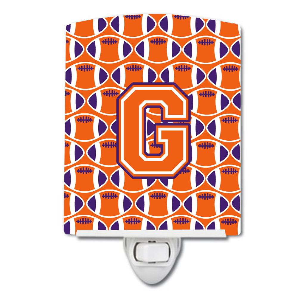 Letter G Football Orange, White and Regalia Ceramic Night Light CJ1072-GCNL - the-store.com