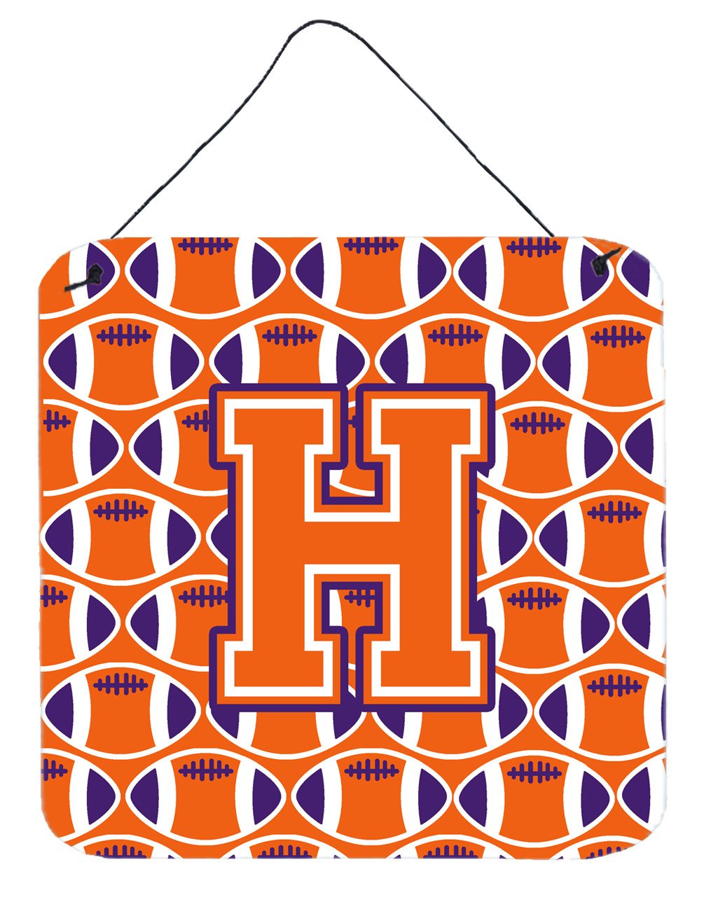 Letter H Football Orange, White and Regalia Wall or Door Hanging Prints CJ1072-HDS66 by Caroline's Treasures