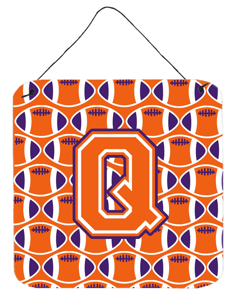 Letter Q Football Orange, White and Regalia Wall or Door Hanging Prints CJ1072-QDS66 by Caroline's Treasures
