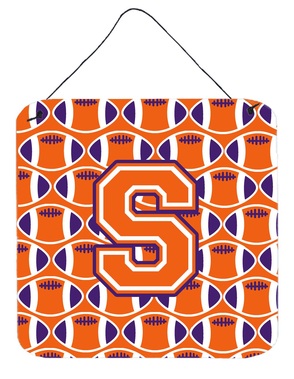 Letter S Football Orange, White and Regalia Wall or Door Hanging Prints CJ1072-SDS66 by Caroline's Treasures
