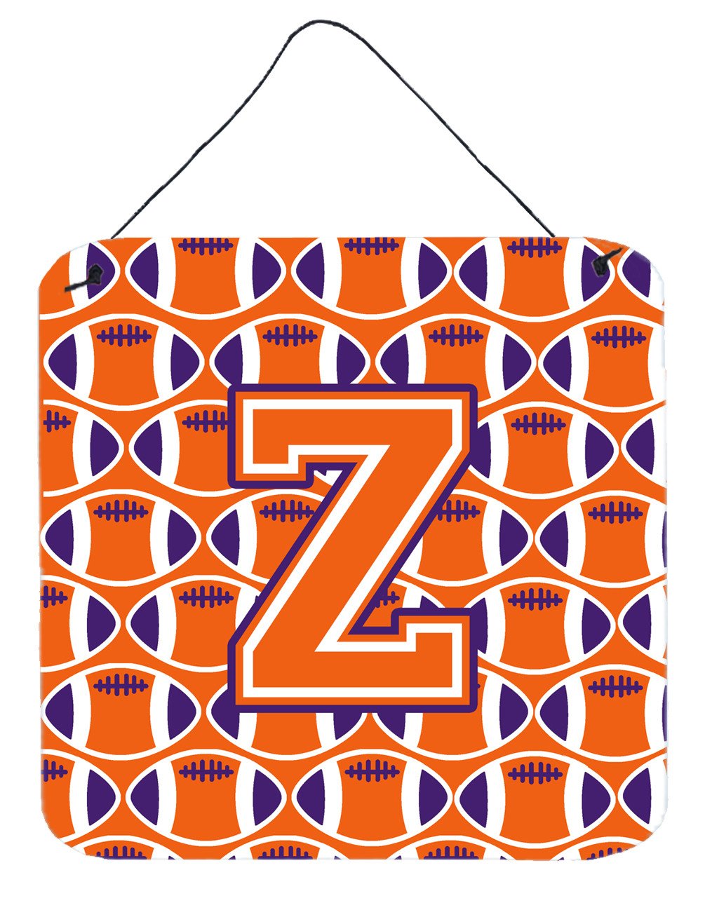 Letter Z Football Orange, White and Regalia Wall or Door Hanging Prints CJ1072-ZDS66 by Caroline's Treasures