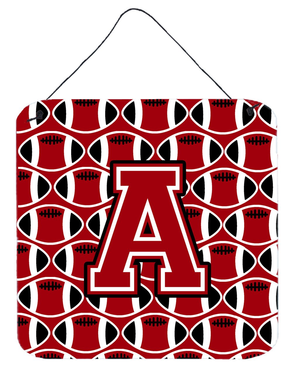 Letter A Football Red, Black and White Wall or Door Hanging Prints CJ1073-ADS66 by Caroline's Treasures
