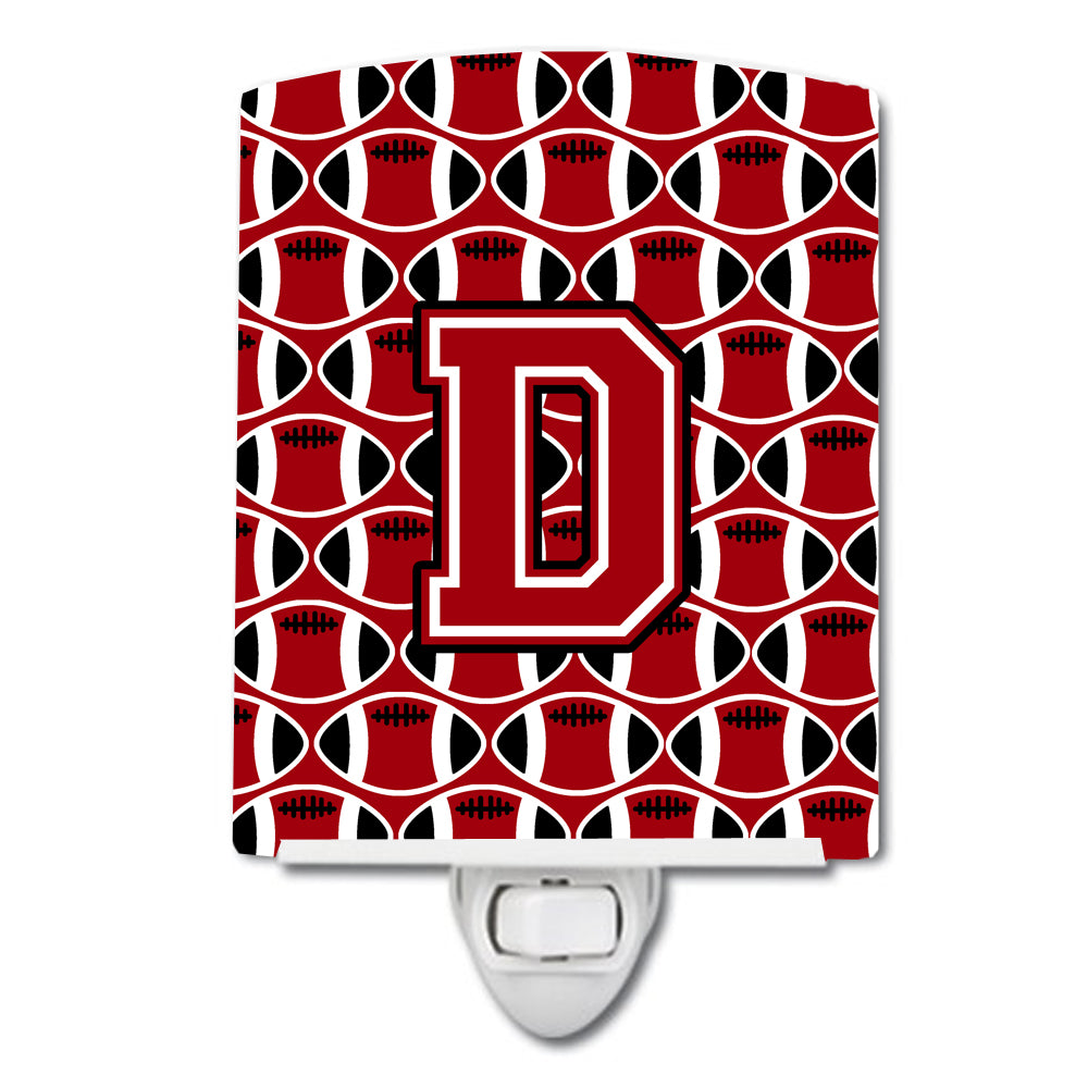 Letter D Football Red, Black and White Ceramic Night Light CJ1073-DCNL - the-store.com