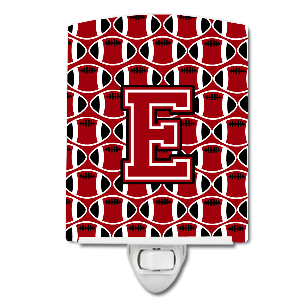 Letter E Football Red, Black and White Ceramic Night Light CJ1073-ECNL - the-store.com