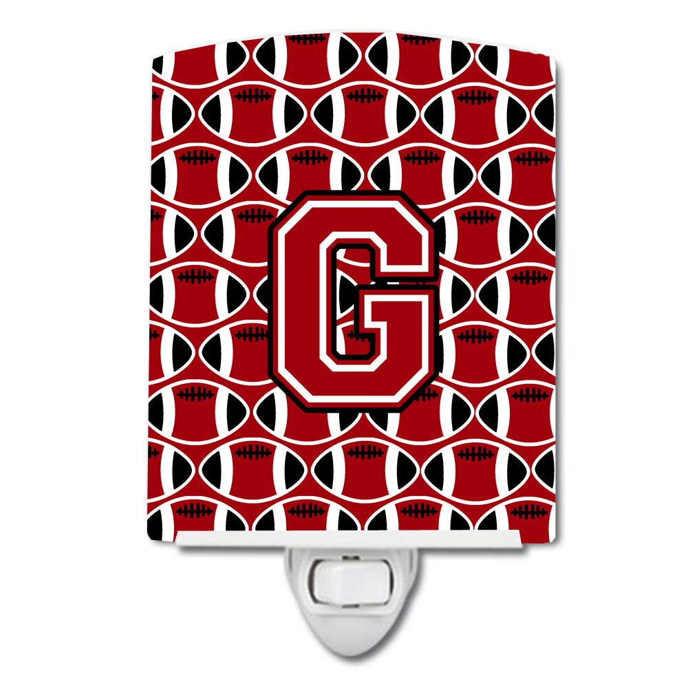 Letter G Football Red, Black and White Ceramic Night Light CJ1073-GCNL - the-store.com