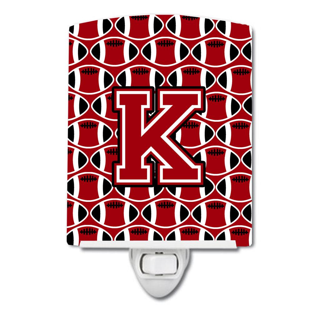 Letter K Football Red, Black and White Ceramic Night Light CJ1073-KCNL - the-store.com