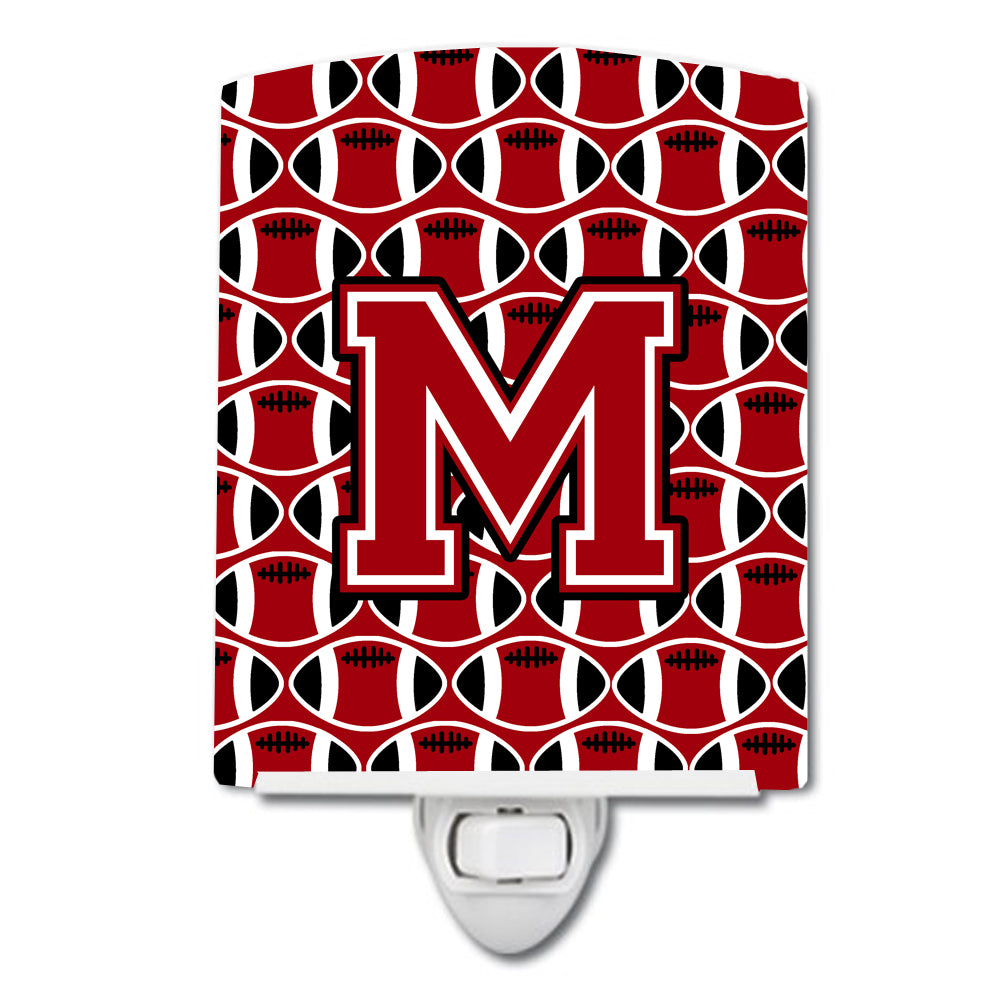 Letter M Football Red, Black and White Ceramic Night Light CJ1073-MCNL - the-store.com
