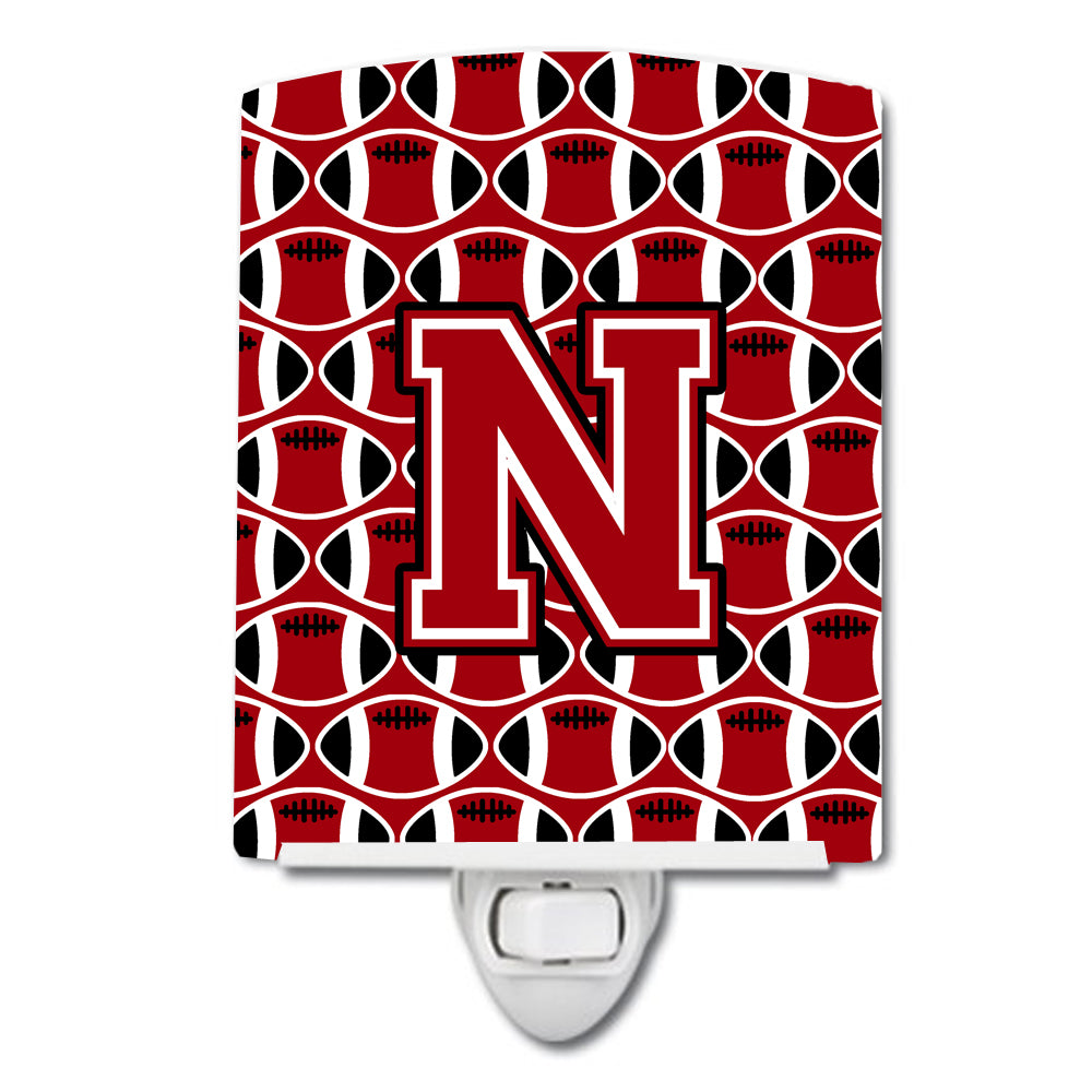 Letter N Football Red, Black and White Ceramic Night Light CJ1073-NCNL - the-store.com