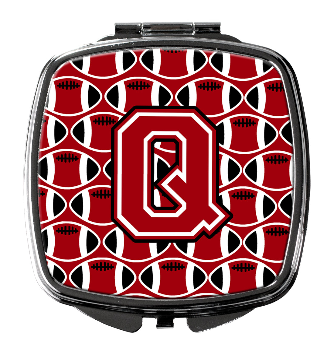 Letter Q Football Red, Black and White Compact Mirror CJ1073-QSCM
