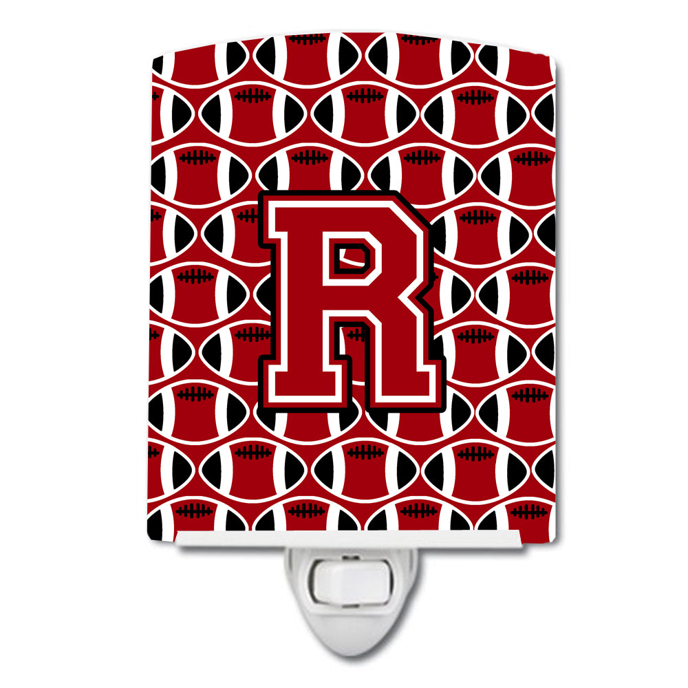 Letter R Football Red, Black and White Ceramic Night Light CJ1073-RCNL - the-store.com