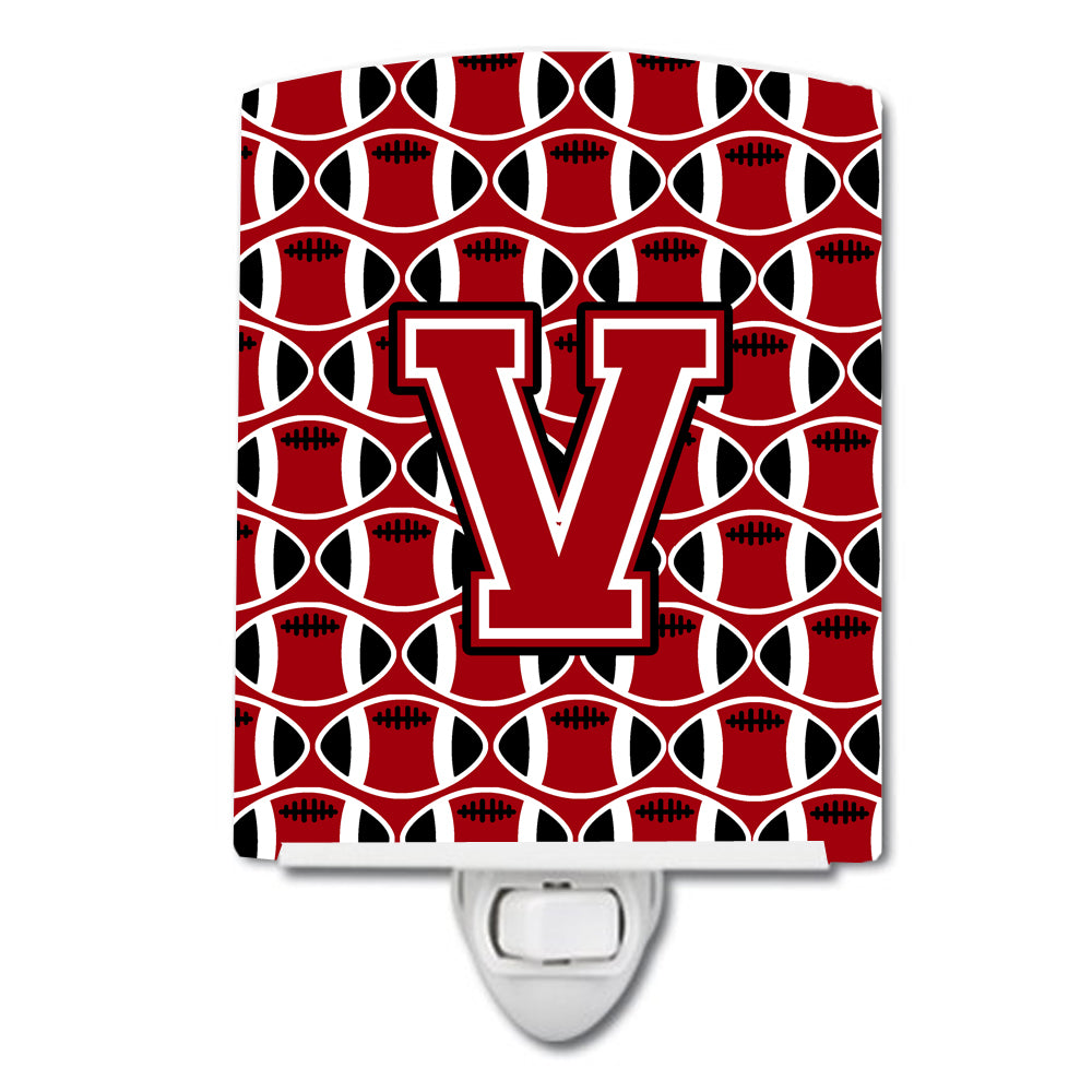Letter V Football Red, Black and White Ceramic Night Light CJ1073-VCNL - the-store.com