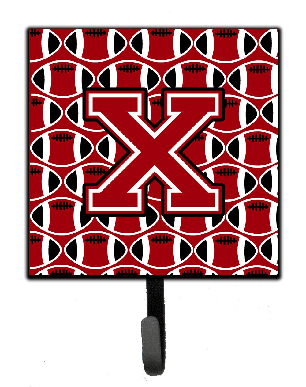 Letter X Football Red, Black and White Leash or Key Holder CJ1073-XSH4 by Caroline's Treasures