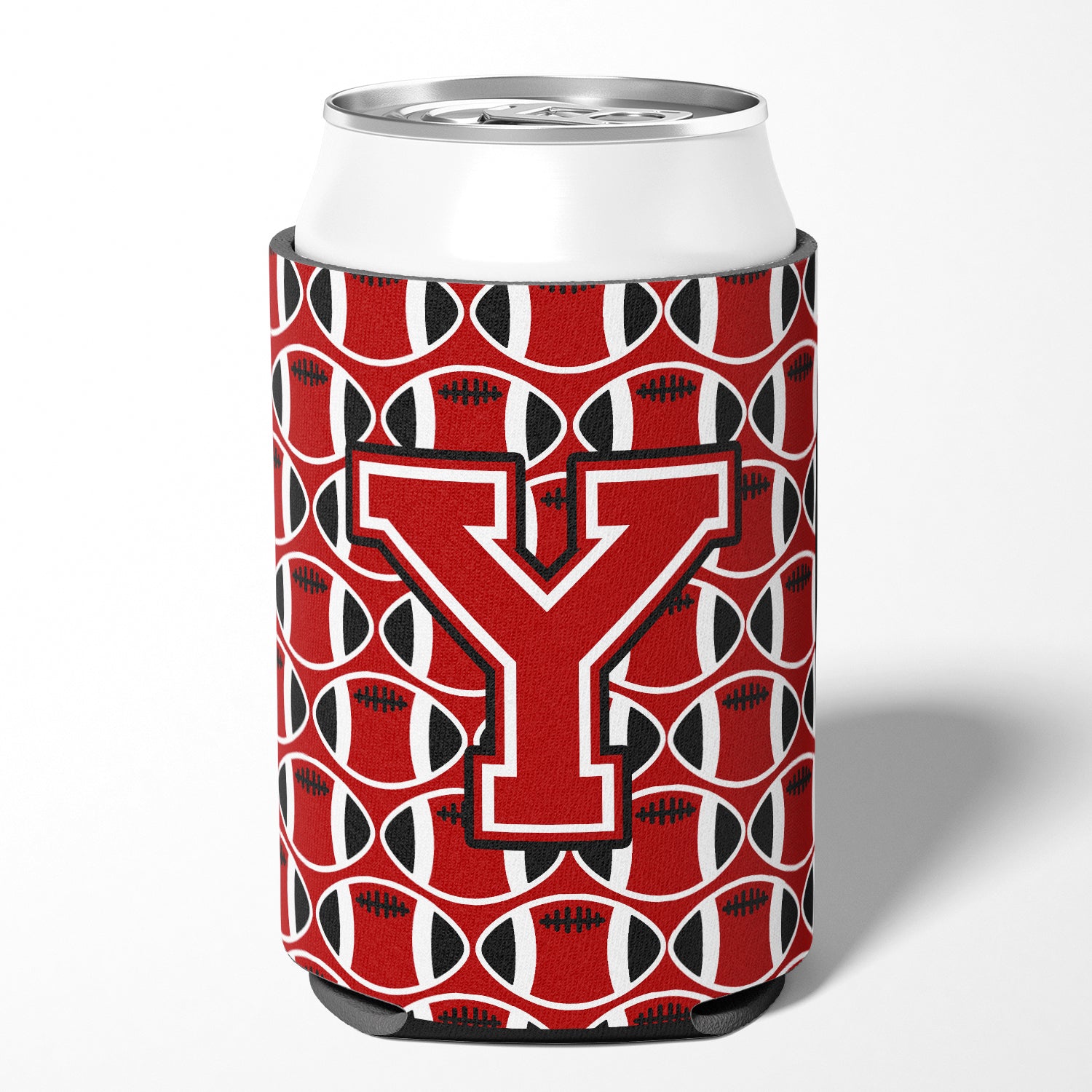 Letter Y Football Red, Black and White Can or Bottle Hugger CJ1073-YCC.