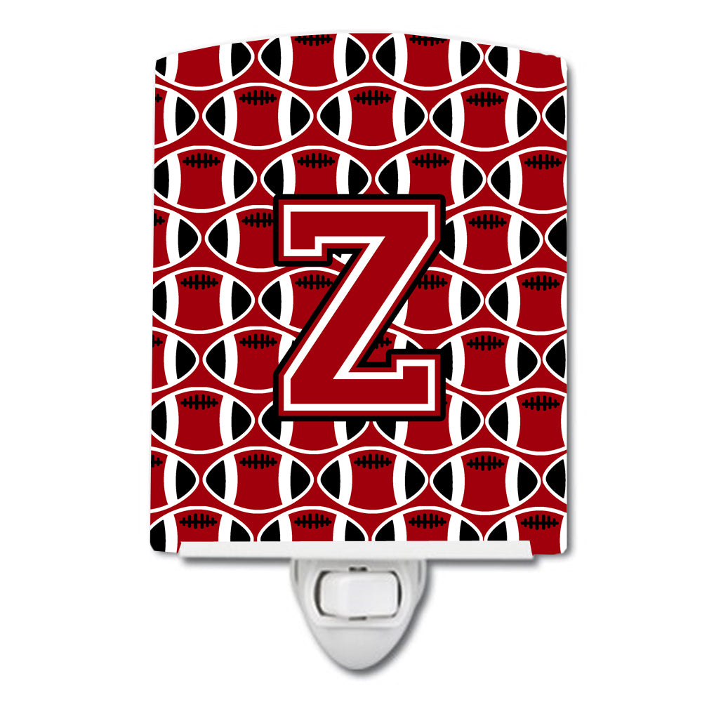 Letter Z Football Red, Black and White Ceramic Night Light CJ1073-ZCNL - the-store.com