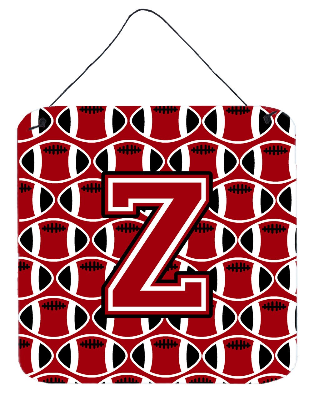 Letter Z Football Red, Black and White Wall or Door Hanging Prints CJ1073-ZDS66 by Caroline's Treasures