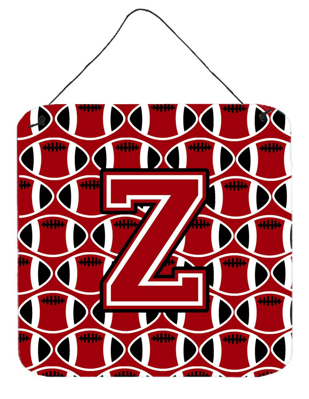 Letter Z Football Red, Black and White Wall or Door Hanging Prints CJ1073-ZDS66 by Caroline's Treasures