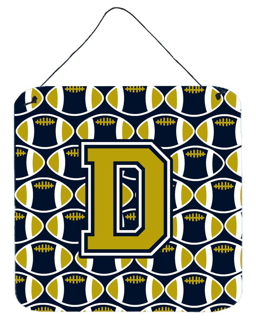 Letter D Football Blue and Gold Wall or Door Hanging Prints CJ1074-DDS66 by Caroline's Treasures