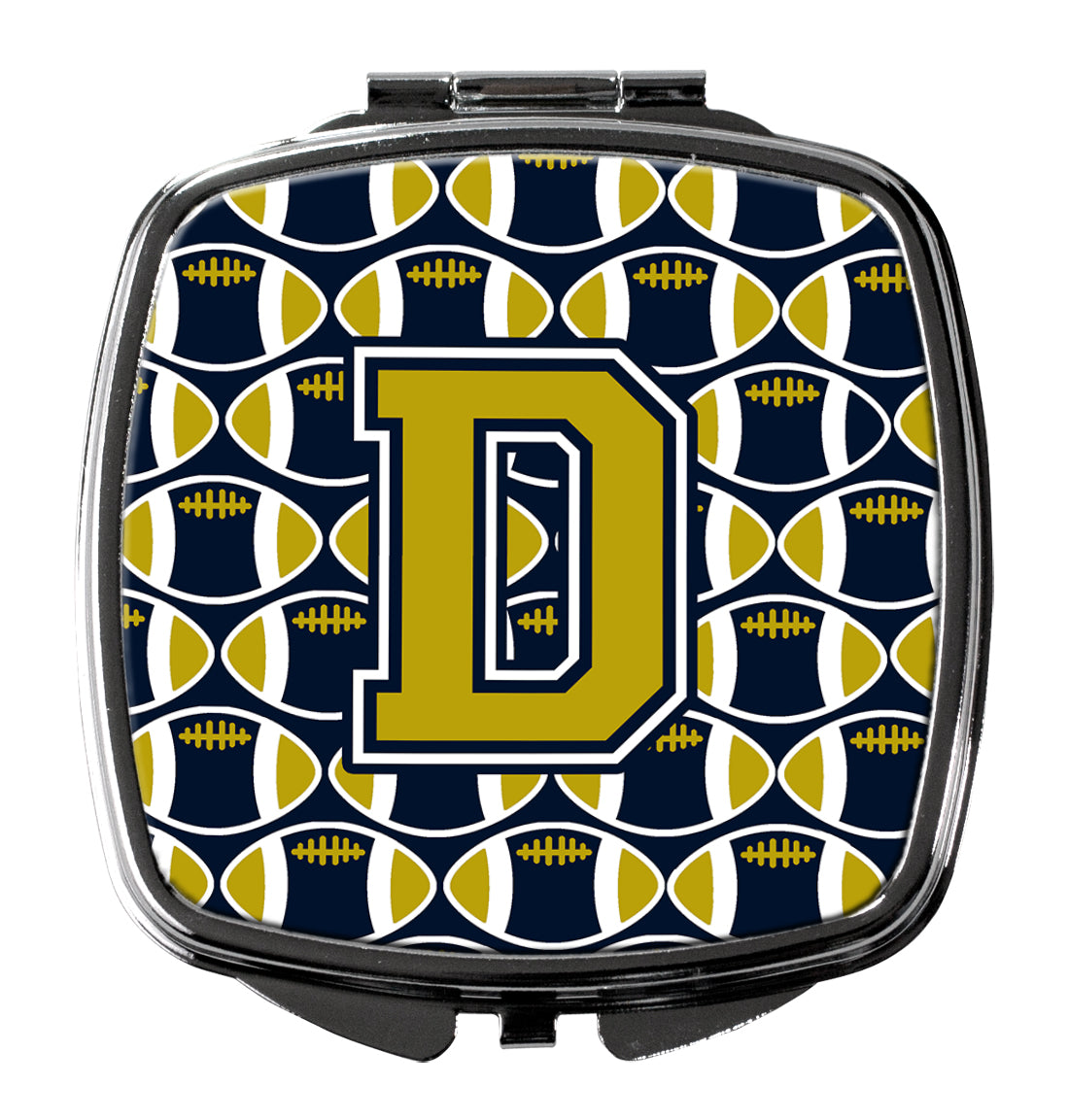Letter D Football Blue and Gold Compact Mirror CJ1074-DSCM