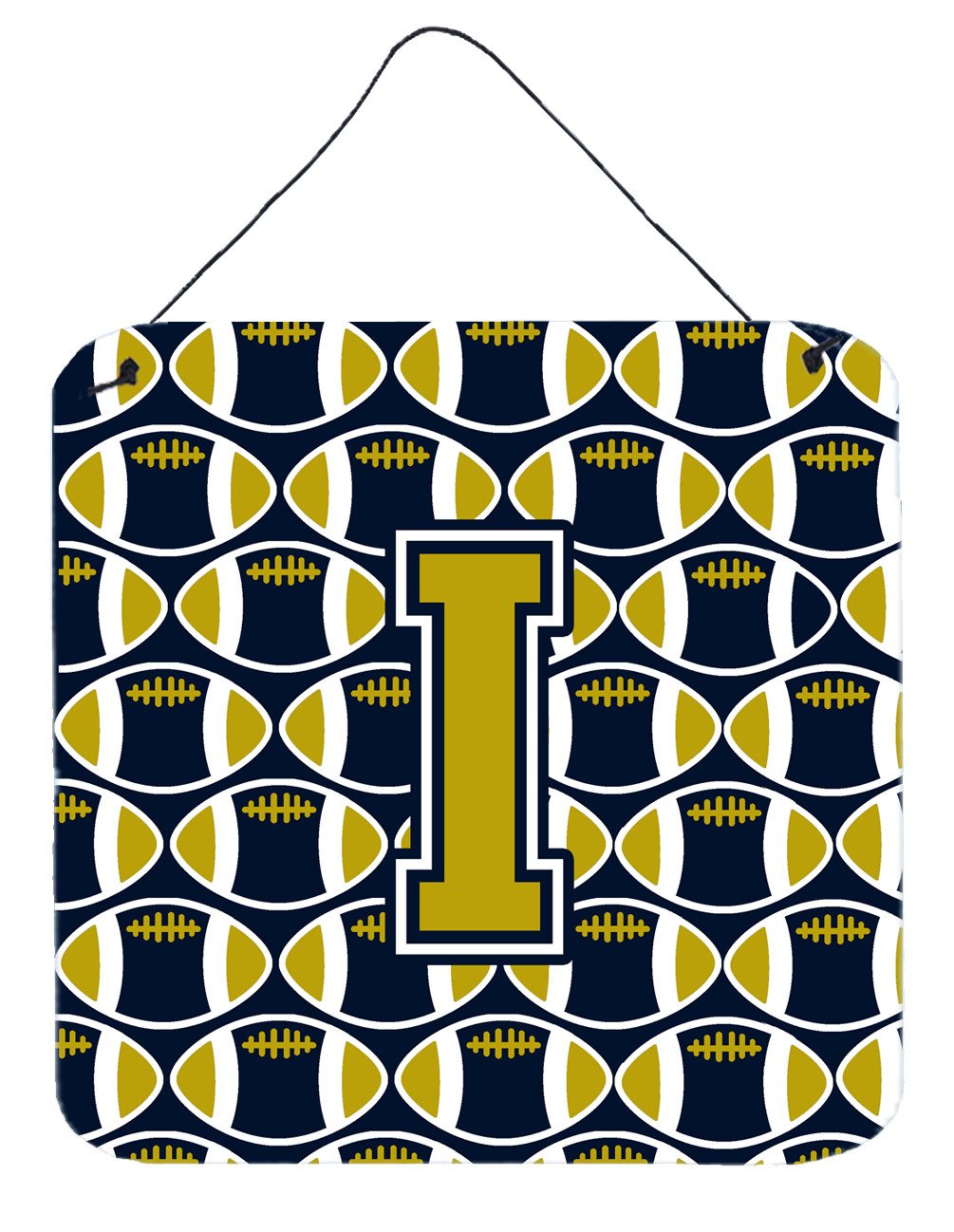 Letter I Football Blue and Gold Wall or Door Hanging Prints CJ1074-IDS66 by Caroline's Treasures