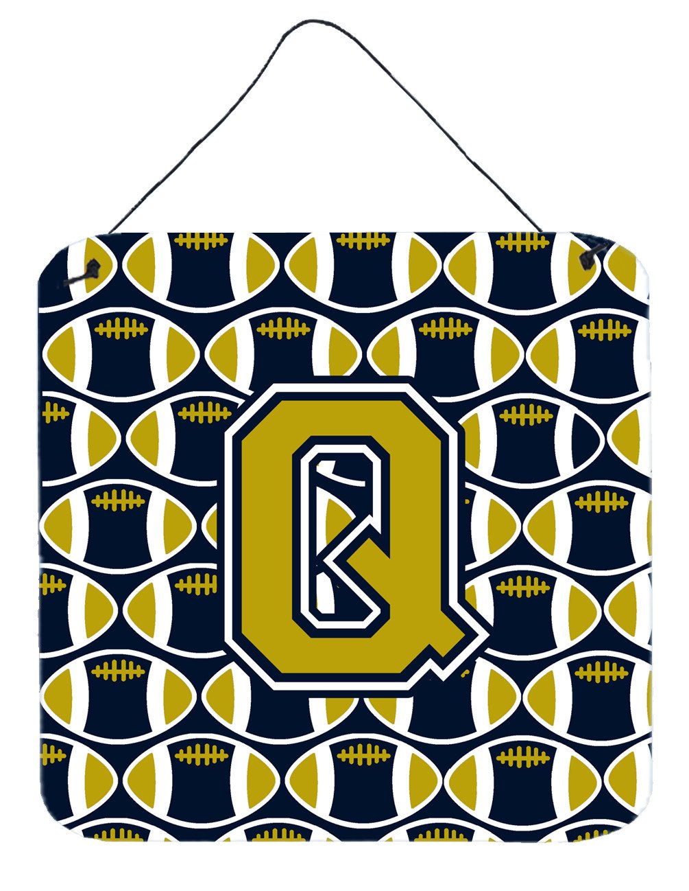 Letter Q Football Blue and Gold Wall or Door Hanging Prints CJ1074-QDS66 by Caroline's Treasures