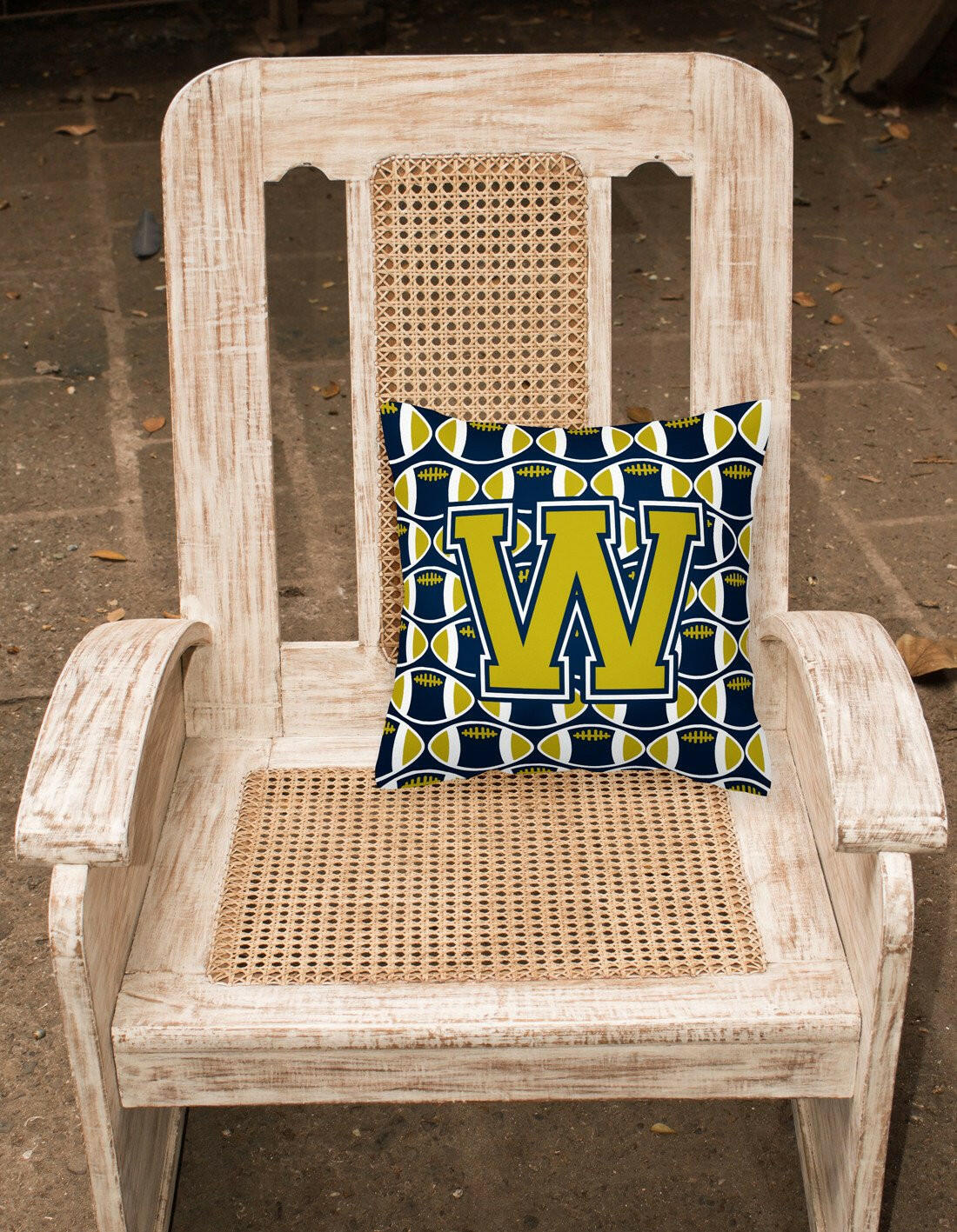Letter W Football Blue and Gold Fabric Decorative Pillow CJ1074-WPW1414 by Caroline's Treasures