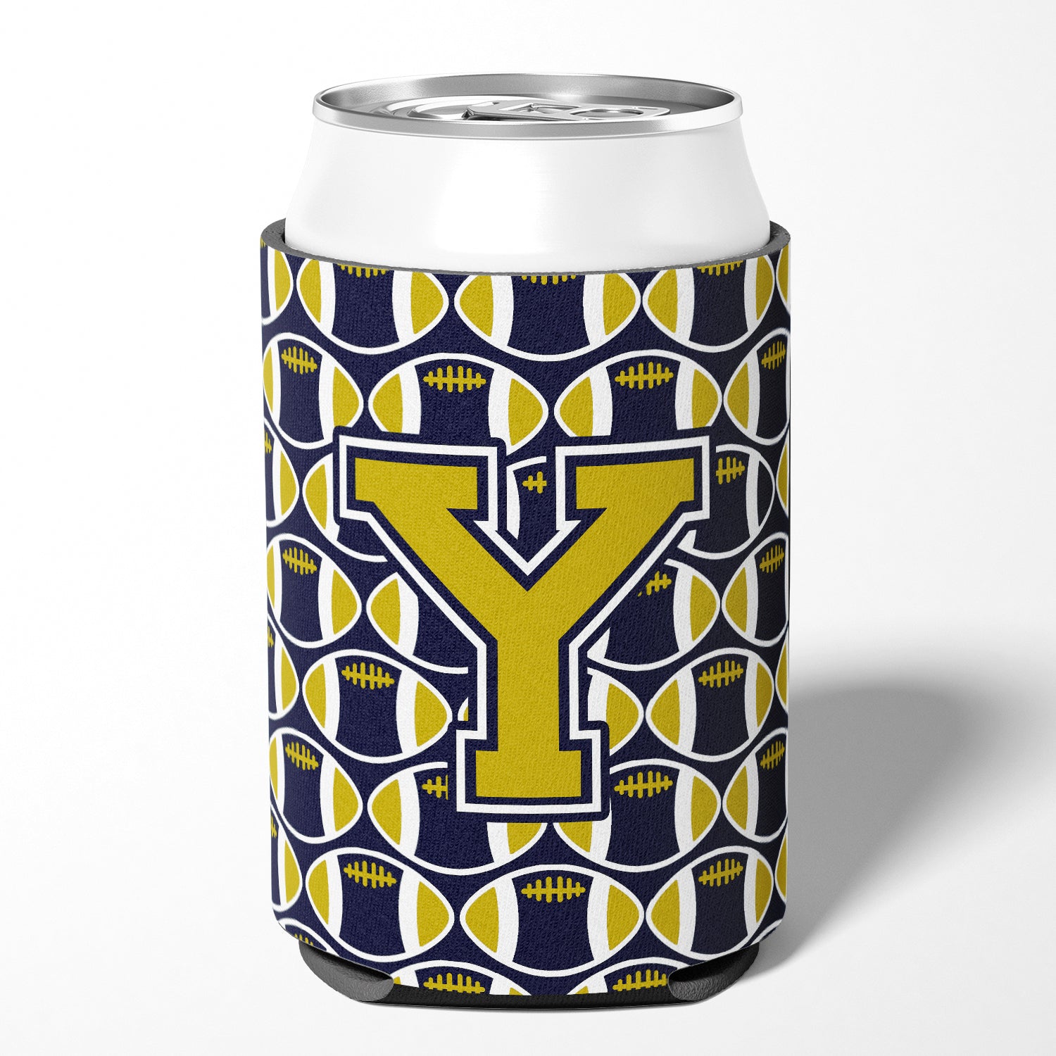 Letter Y Football Blue and Gold Can or Bottle Hugger CJ1074-YCC.