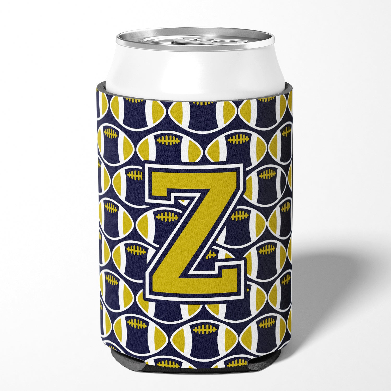 Letter Z Football Blue and Gold Can or Bottle Hugger CJ1074-ZCC.