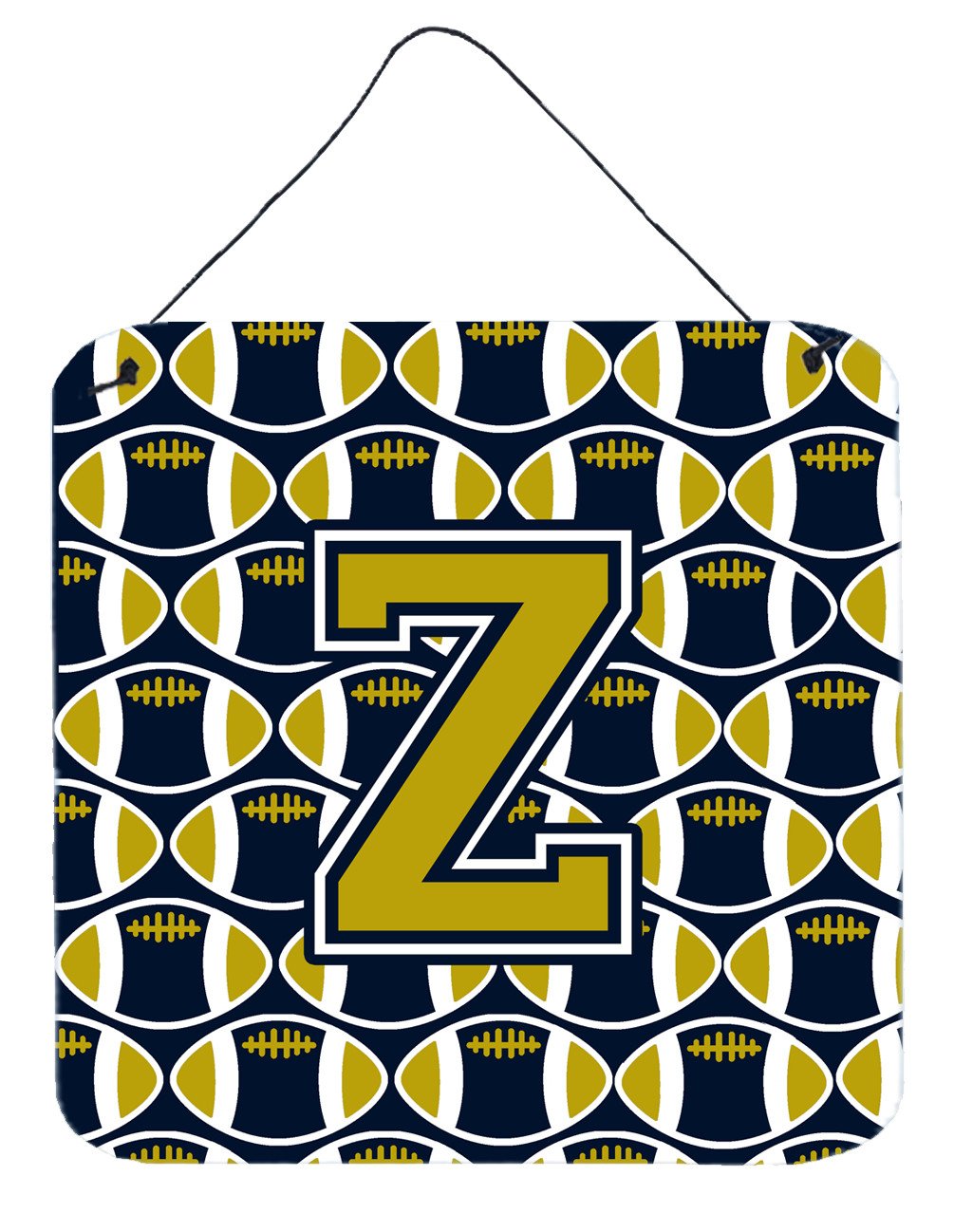 Letter Z Football Blue and Gold Wall or Door Hanging Prints CJ1074-ZDS66 by Caroline's Treasures