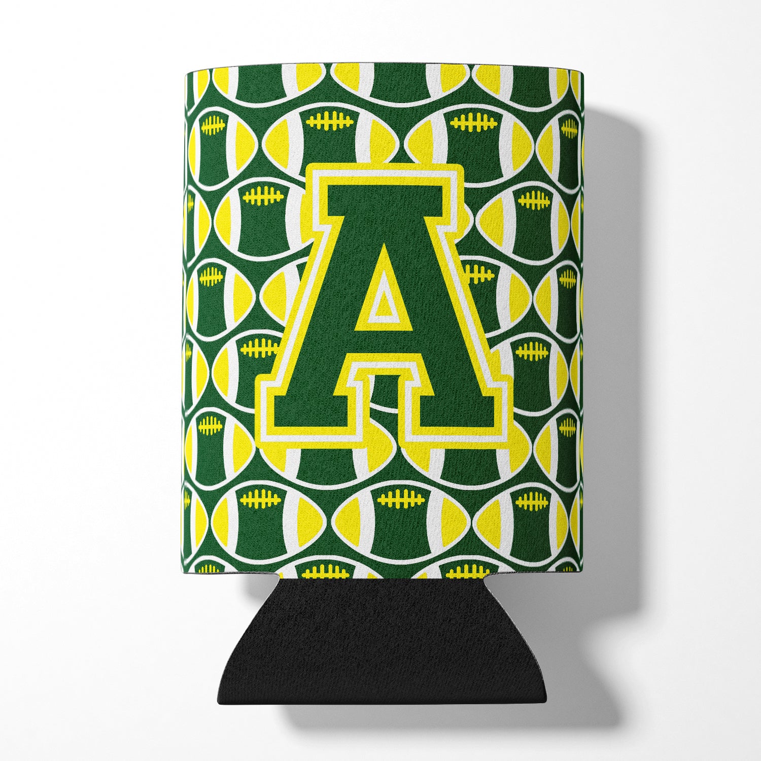 Letter A Football Green and Yellow Can or Bottle Hugger CJ1075-ACC.