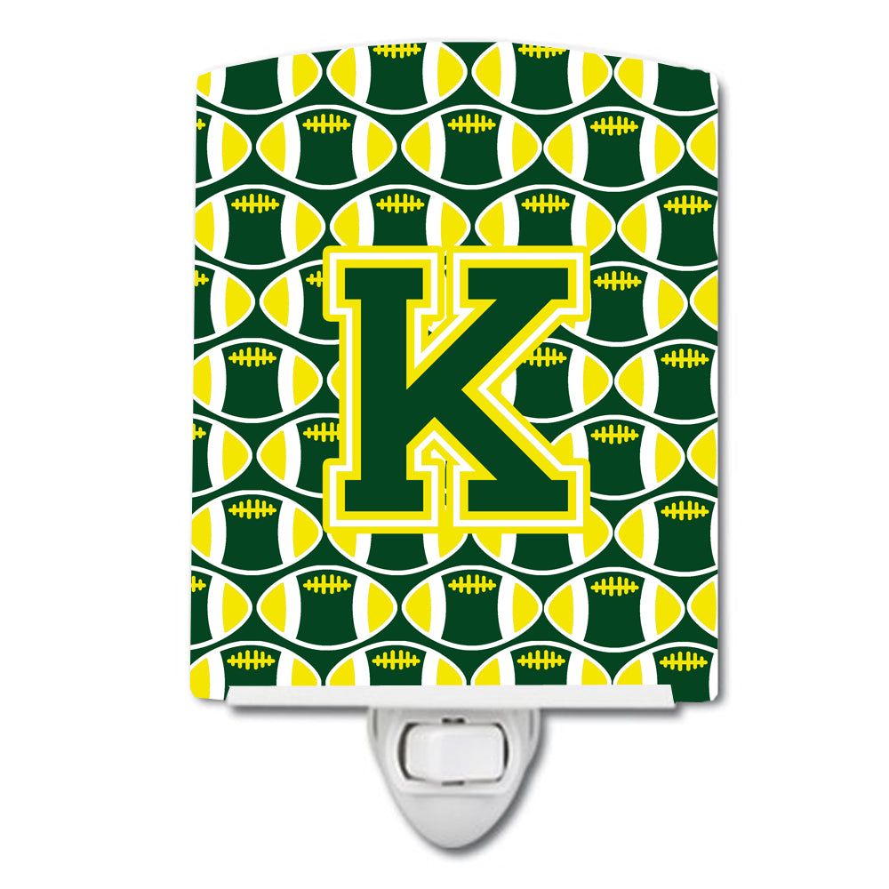 Letter K Football Green and Yellow Ceramic Night Light CJ1075-KCNL - the-store.com