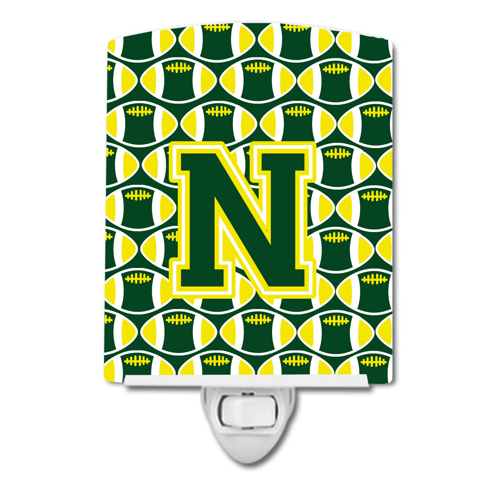 Letter N Football Green and Yellow Ceramic Night Light CJ1075-NCNL - the-store.com