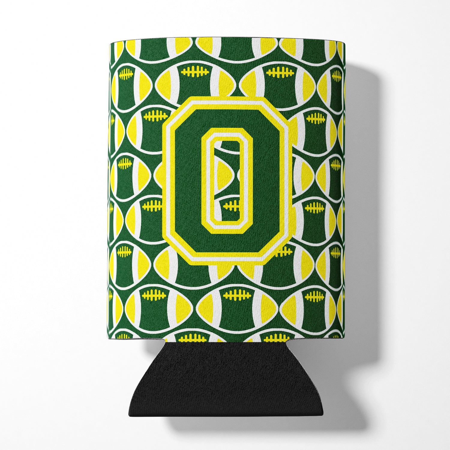 Letter O Football Green and Yellow Can or Bottle Hugger CJ1075-OCC.