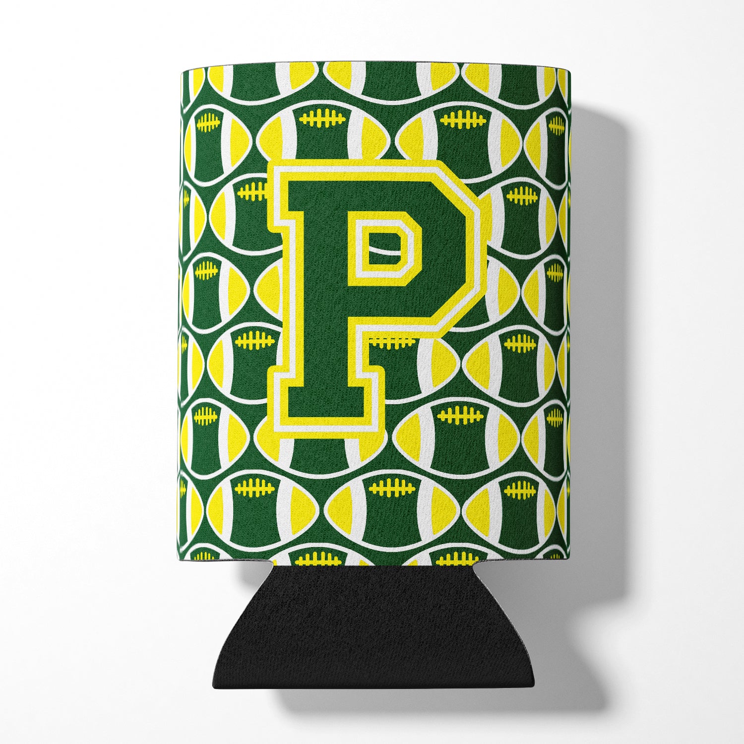 Letter P Football Green and Yellow Can or Bottle Hugger CJ1075-PCC.