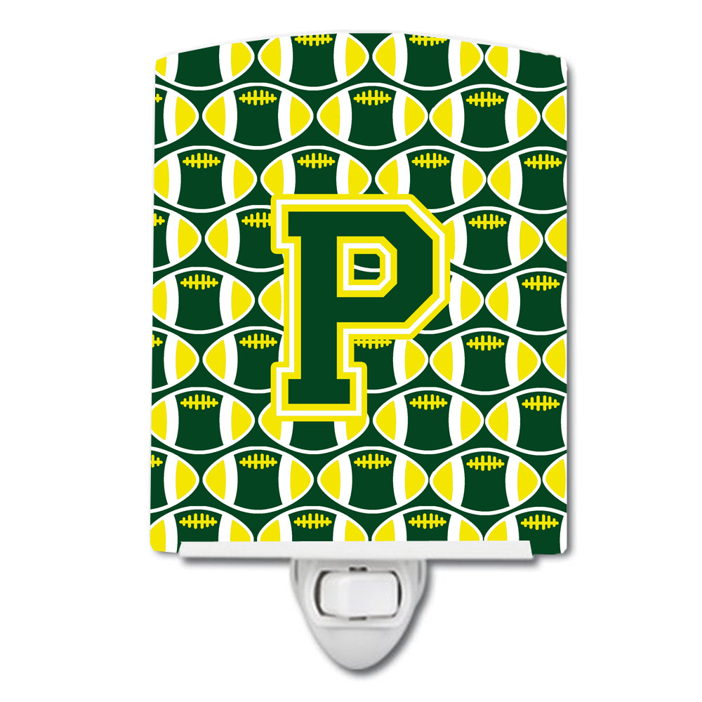 Letter P Football Green and Yellow Ceramic Night Light CJ1075-PCNL - the-store.com