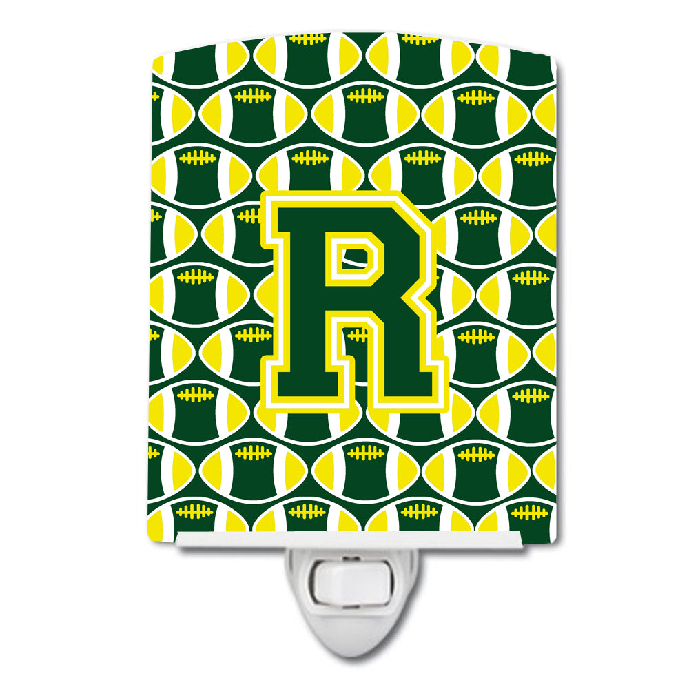 Letter R Football Green and Yellow Ceramic Night Light CJ1075-RCNL - the-store.com