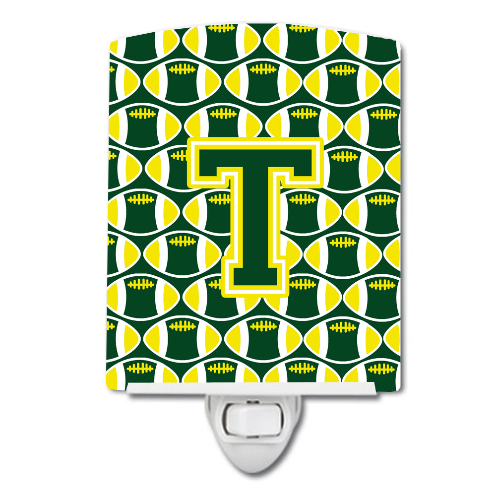 Letter T Football Green and Yellow Ceramic Night Light CJ1075-TCNL - the-store.com