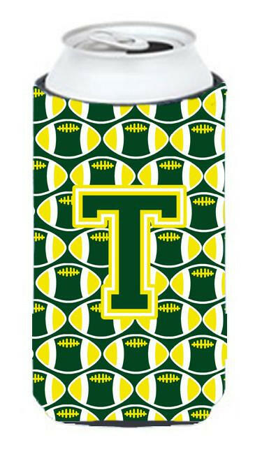 Letter T Football Green and Yellow Tall Boy Beverage Insulator Hugger CJ1075-TTBC by Caroline's Treasures