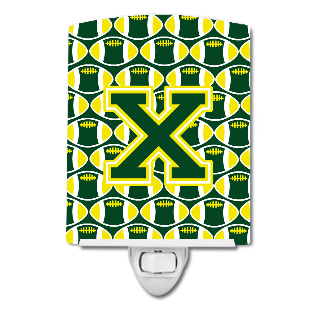 Letter X Football Green and Yellow Ceramic Night Light CJ1075-XCNL - the-store.com