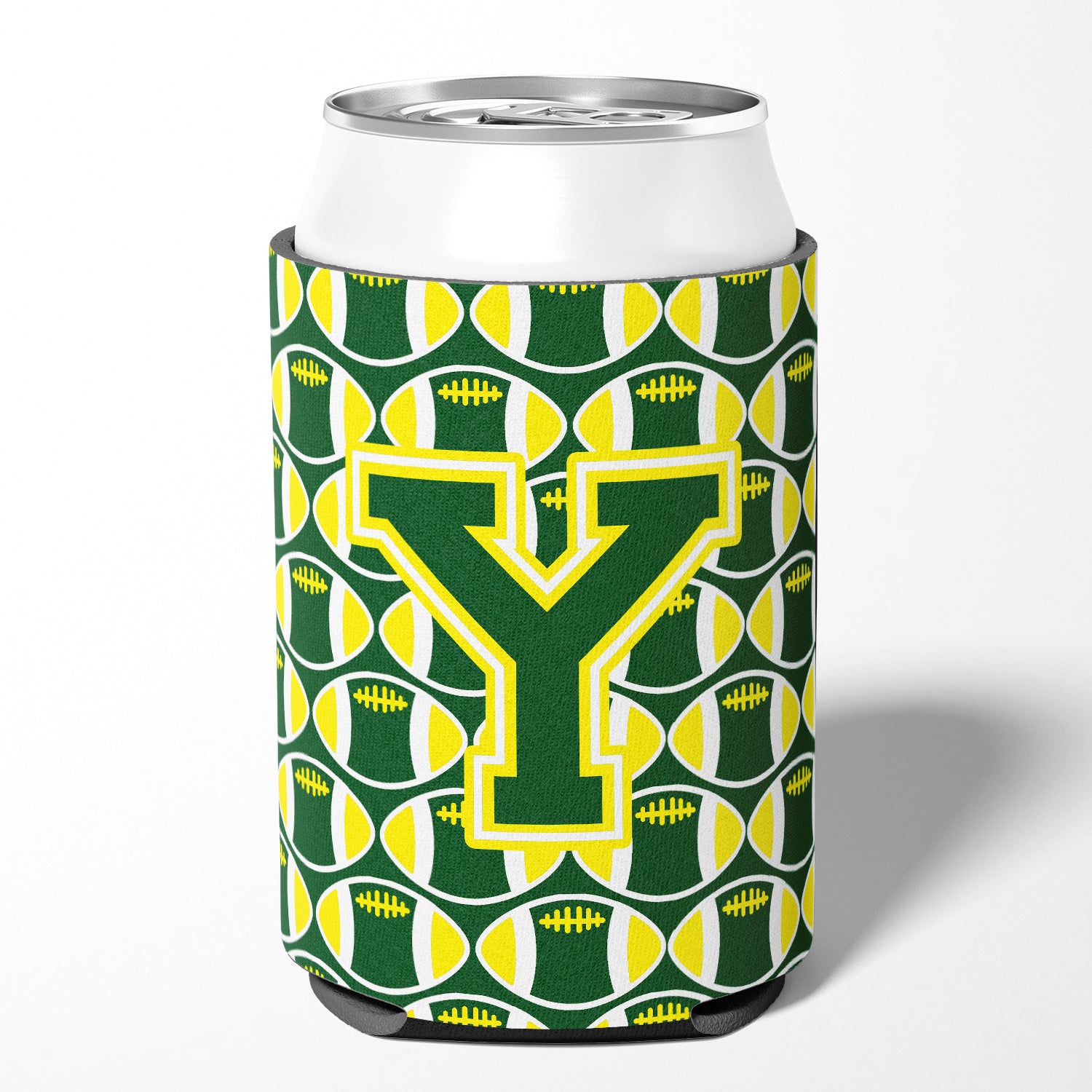 Letter Y Football Green and Yellow Can or Bottle Hugger CJ1075-YCC.