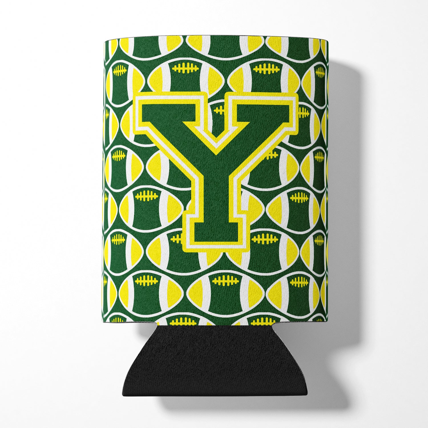 Letter Y Football Green and Yellow Can or Bottle Hugger CJ1075-YCC.